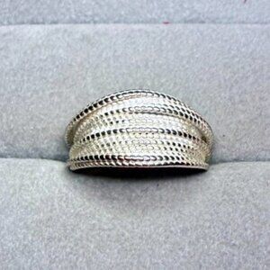 4/$15 Silver Tone Adjustable Textured Cuff Ring